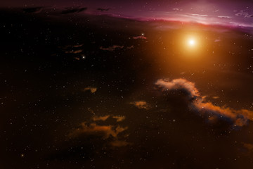 Obraz na płótnie Canvas Space background with nebula and stars.