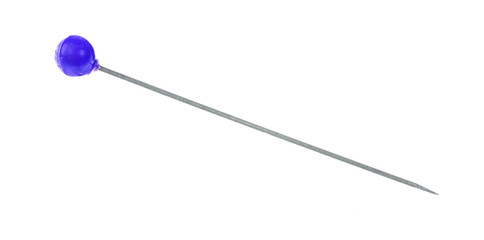single blue pin isolated on white