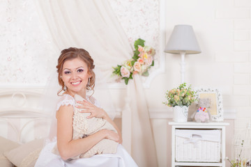 Obraz na płótnie Canvas bridal makeup wedding ceremony