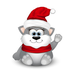 Cute kitten in Santa hat
