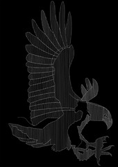 Eagle embroidery in white on a black background