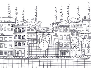 Obraz premium Doodle winter town