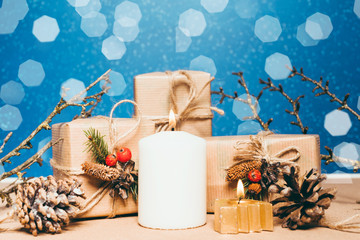 Christmas presents and candles