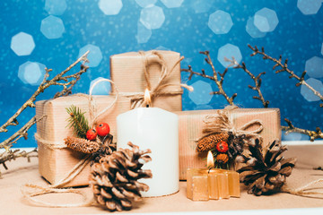 Christmas presents and candles