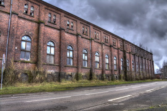 big mine pit red bricks building