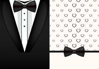 Vector bow tie tuxedo invitation design template
