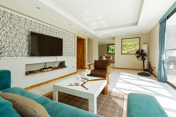 Living Room Interior Design with large balcony