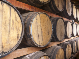 Oak barrels storage
