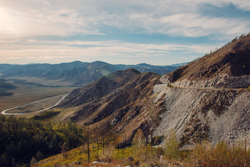 Fototapeta premium Mountain pass road landscape