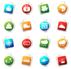 Skiing icons set