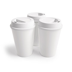 mockup three cups of coffee. 3d