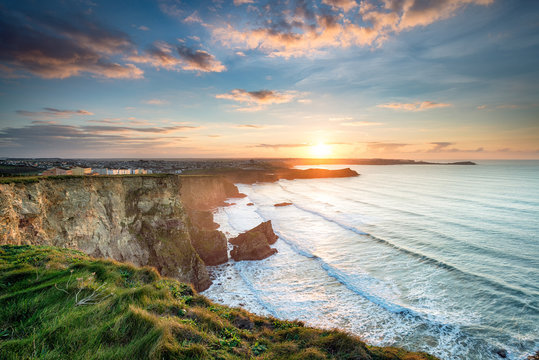 Beautiful Sunset over Porth in Newquay