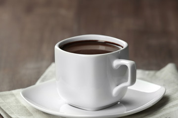 Cup of cacao on napkin