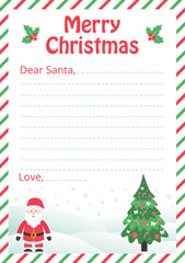 letter to santa with christmas trees and santa claus