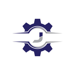 Alphabet Gear Circle Swoosh Logo j