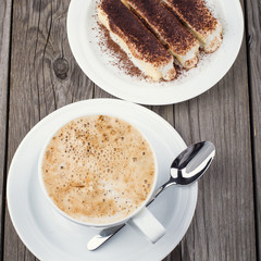 Coffee and cake as a background. Concept and idea