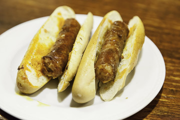 Fried sausage sandwich