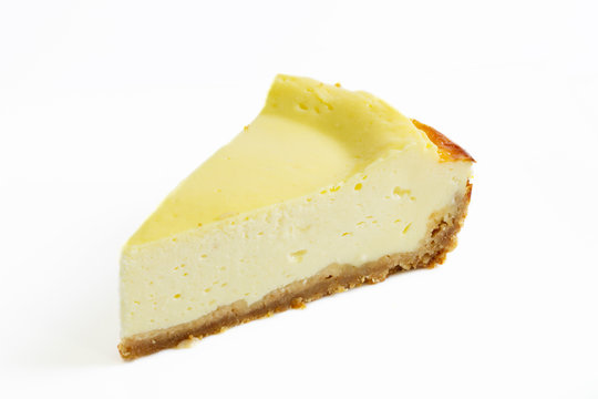 Slice of cheesecake isolated