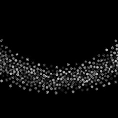 Snowfall with random snowflakes in the dark
