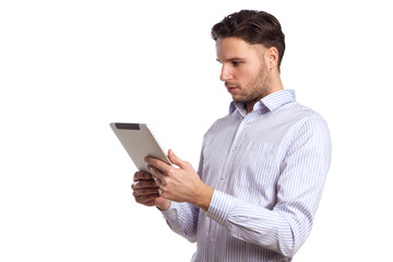 Handsome Man Holding Digital Tablet  