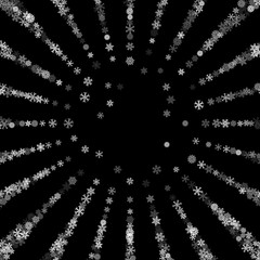 Obraz premium Snowfall with random snowflakes in the dark