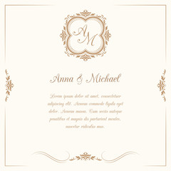 Wedding invitation with monogram