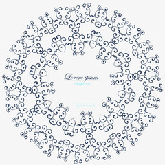 Decorative round frame. Abstract vector floral ornament.