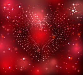 Heart of the stars on a red background .
