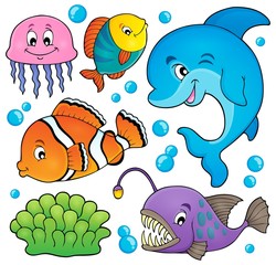 Fototapeta premium Ocean fauna topic set 1