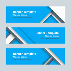Set of modern colorful horizontal vector banners in a material design style. Can be used as a business template or in a web design. Vector illustration