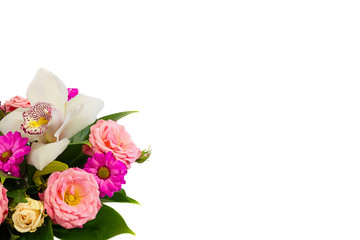 Bouquet of flowers on white background