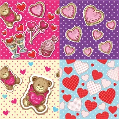 Fotobehang Naadloze herfst Valentine's Day seamless pattern collection  © Lucky Project
