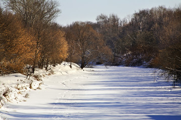 Klyazma river in Shchyolkovo. Russia