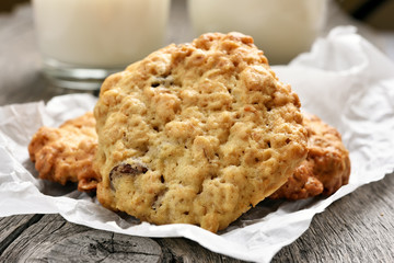 Oats cookies on baking paper