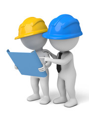 The two 3D people in the study drawings