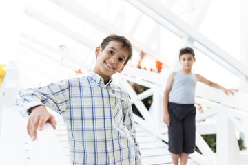 Fototapeta premium Happy children spending holiday vacation in beautiful resort
