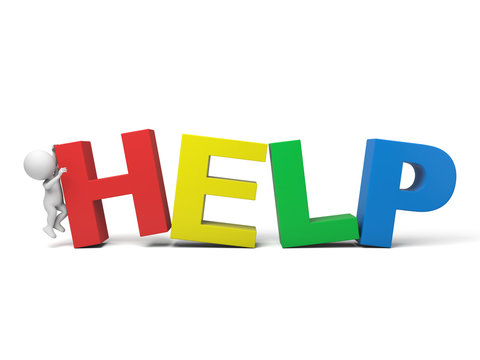 The 3D guy and a character model that says help 