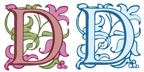 Vintage initials letter D.