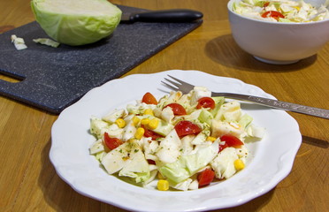 cabbage salad and celery chips