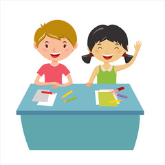 Kids school geography lessons illustration