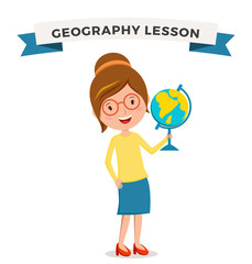 School geography lessons woman teacher illustration