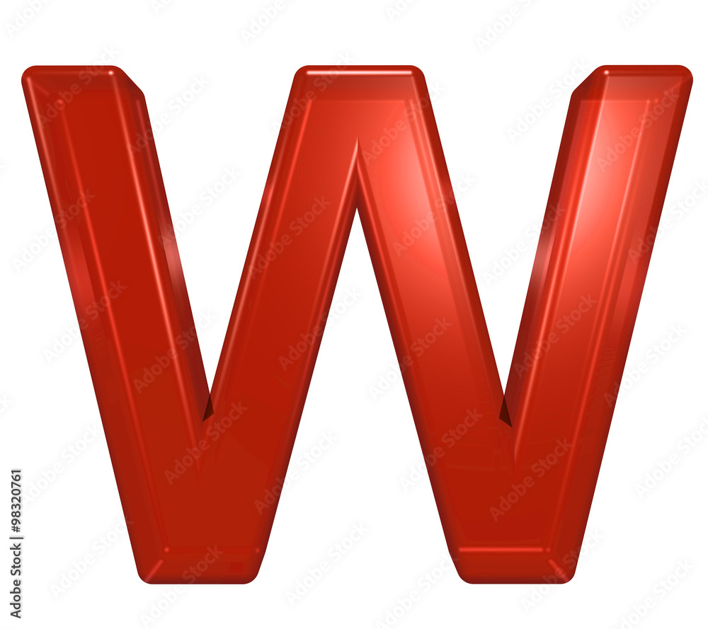 Fototapete one letter from red glass alphabet set, isolated on white. computer generated 3d photo rendering.