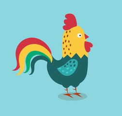 Cute cartoon rooster vector illustration