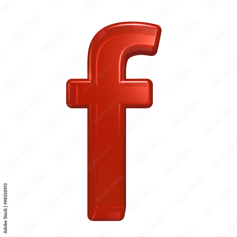 Fototapete one lower case letter from red glass alphabet set, isolated on white. computer generated 3d photo re
