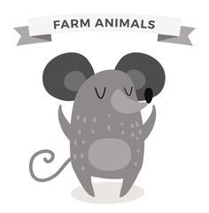 Cute cartoon mouse vector illustration