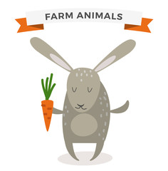 Greeting card Easter rabbit vector illustration