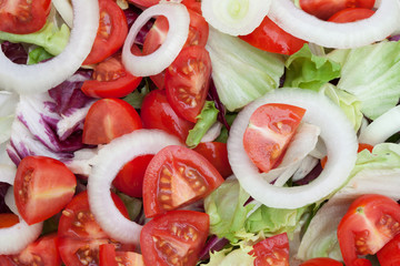 Delicious green salad with tomatoes