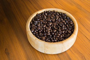 Bowl of coffee bean on table