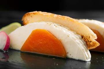 Sandwiches with cheese, boiled carrots