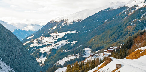 Snowy mountain in winter
